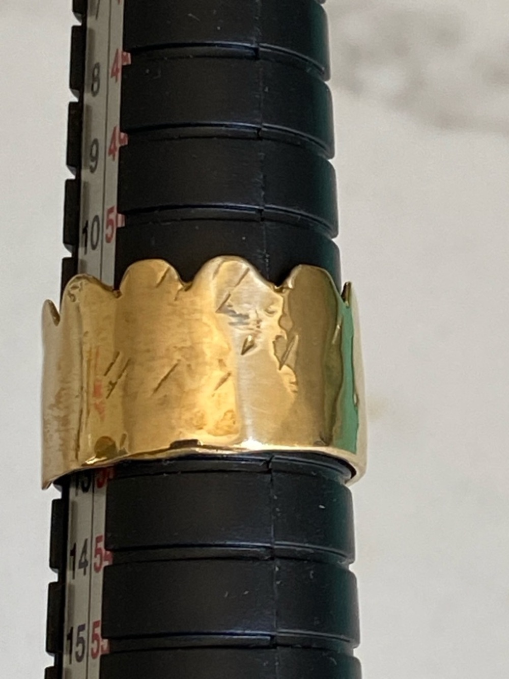 Brass Scalloped Wide Band Ring